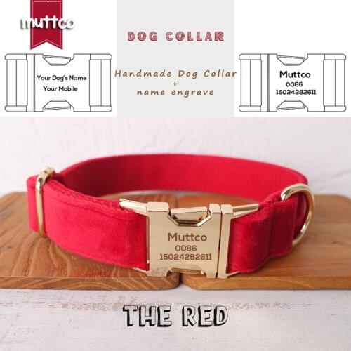 Engraving MUTTCO unique dog collar THE RED convenient to walk the dog leash accessory for small medium large dog 5 size UDC107J