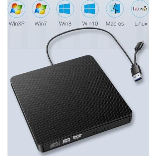 USB 3.0 Type C Slim External DVD ROM RW CD Writer Optical Drive Burner Reader for Desktop Laptop PC Computers
