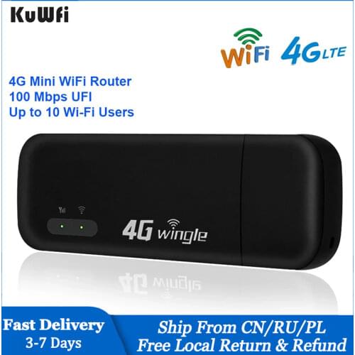 KuWFi 3G 4G WiFi Router Mobile Portable/Mini/Wireless USB LTE FDD Network Modem Dongle with SIM Card Slot Car Hotspot