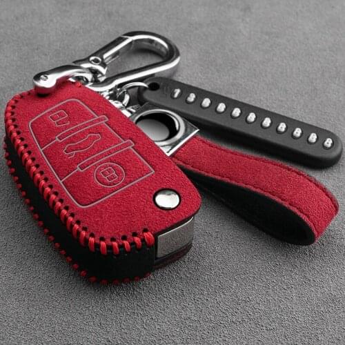 For Audi a3 q3 Car Folding Key Protective Cover Full Covered Suede Key Shell Female And Male Car accessories