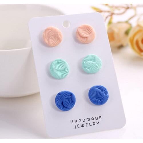 1.50 cm Shell Stamp Polymer Clay Disc Stud Earrings Fashion Women Essential Post Earrings Unique Designer Jewelry Wholesale