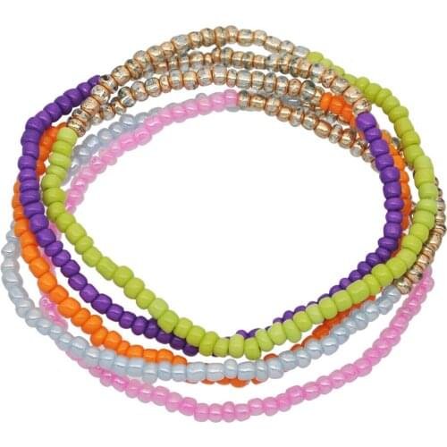 Women Bracetel Mix and Match Colorful Rice Beads Bracelet Exaggerated Multi-Layer Elastic String Beading Bracelet Bracelet