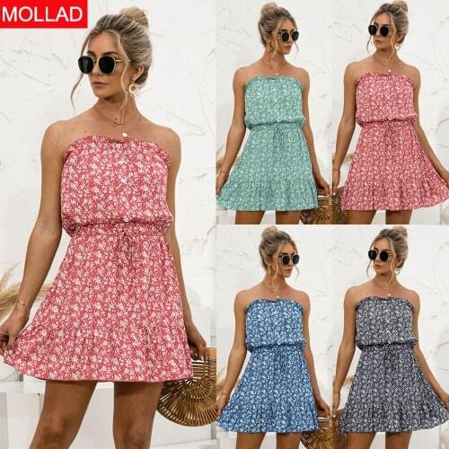 2021summer New Hot Sale Hot Sexy Tube Top Floral Dress Strapless Women Summer Dresses