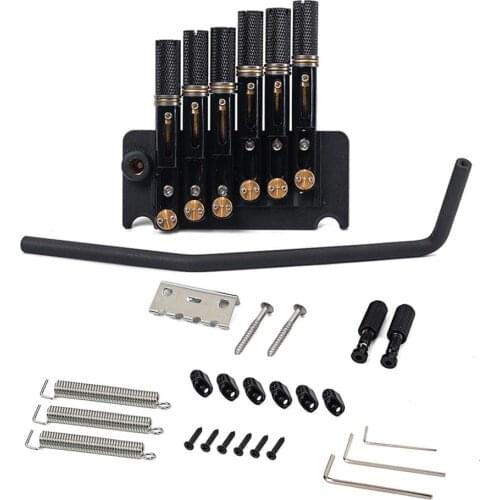 1 Set 6 Strings or 7 strings Headless Guitar Fanned Fret Tailpiece Tremolo Bridge Black For Headless Guitar
