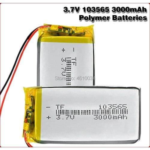 103565 3.7 V lithium polymer battery 3000 mah DIY mobile power charging treasure battery For DVD GPS PSP Camera E-book