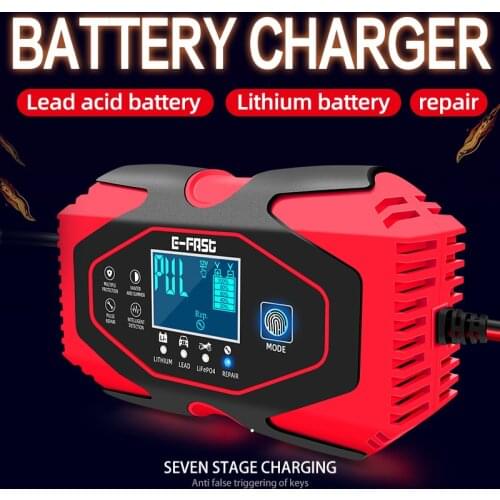 12V 6A Intelligent Car Battery Charger For Auto Moto Lead Acid Smart fast Charging 6A 12V Digital LCD Display Motorcycle