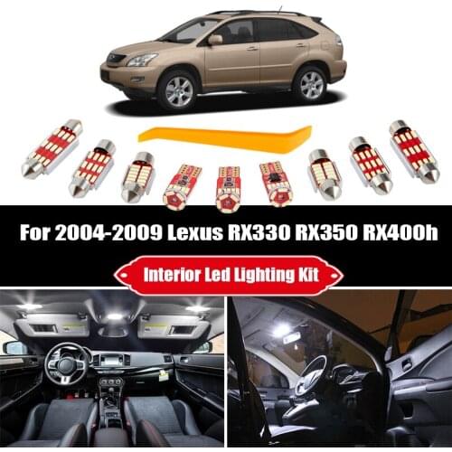 19pcs For 2004-2007 2008 2009 Lexus RX330 RX350 RX400h Canbus LED Bulbs Interior Map Dome Door Light Kit License Plate Lamp