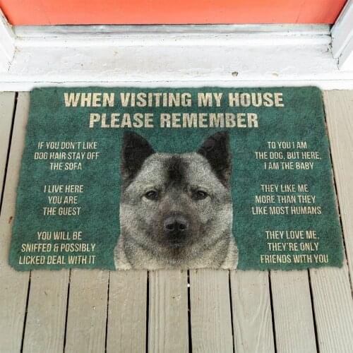 3D Please Remember Norwegian Elkhound Dogs House Rules Doormat Non Slip Door Floor Mats Decor Porch Doormat