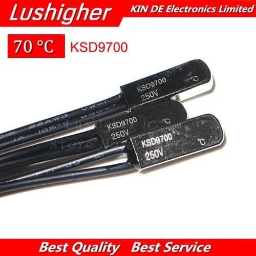5pcs KSD9700 250V 5A 70 Degree Temperature Switch Bimetal Disc Normal Close Closed Thermostat Thermal