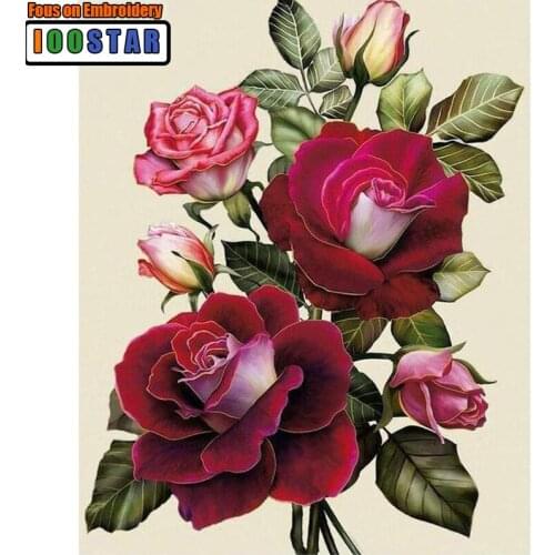 Diamond embroidery red flowers full square rhinestone needlework diamond mosaic kit diamond painting cross stitch diy crafts