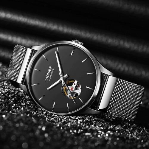 CADISEN 2020 New MIYOTA 82S0 Mens Watch Top Brand Automatic Mechanical Watch Hollow Out Business Watch Clock Man Clock Machine