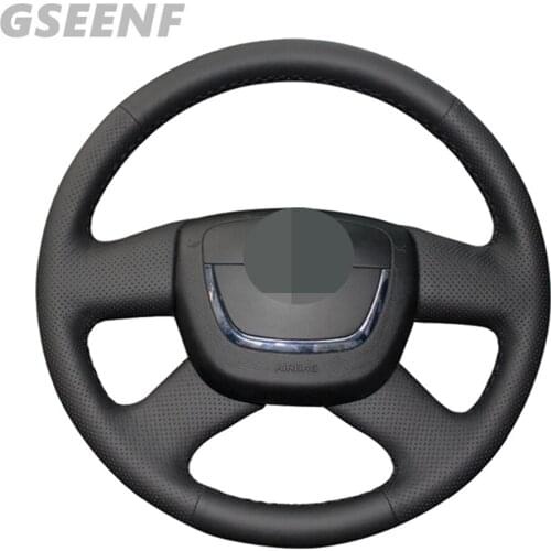 Car Steering Wheel Cover For Skoda Citigo Roomster Fabia 2009-2012 Octavia Yeti Superb 2008-2013 Black DIY Genuine Leather