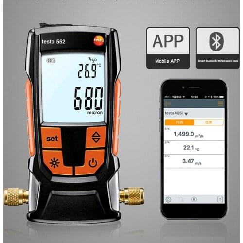 Testo 552 Wireless Bluetooth Digital Vacuum Gauge APP Refrigeration Heat Pump Systems High Precision Electronic Vacuum Gauge