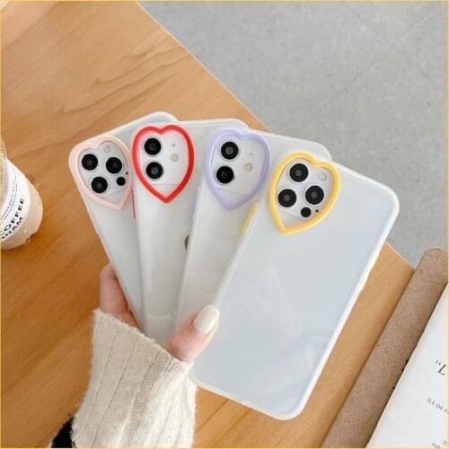Color Button Love Lens Frame Is Suitable IPhone12 Apple 11/XR/SE2 Silicone Transparent Mobile Phone Case Iphone 11 Pro Max Case