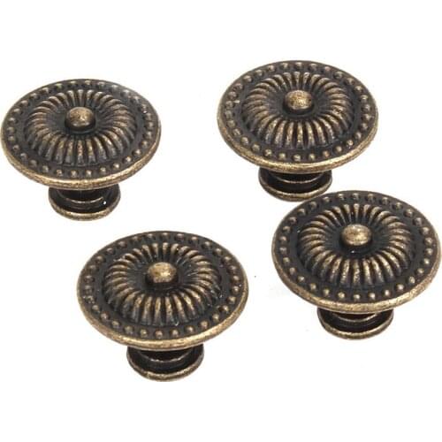 Decorative vintage round furniture buttons bronze cabinet drawer Handle pack of 4