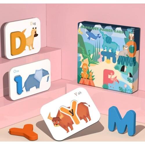 Letter card childrens educational digital letter matching card double-sided three-dimensional English cognitive puzzle learning