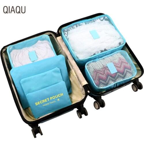 QIAQU 6pcs/set Travel Storage Bags Portable Luggage Organizer Clothes Tidy Pouch Suitcase Packing Laundry Bag Travel accessories