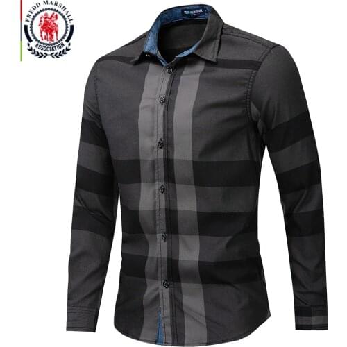 Fredd Marshall Mens Shirt 2019 Summer Fashion Plaid Shirt Men Long Sleeve Casual Slim Fit Shirts 100% Cotton Chemise Homme 199