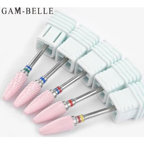 GAM-BELLE Ceramic Carbide Nail Drill Bit Rotate Burr Milling Nail Cutter Bits Electric Drill Machine Manicure Pedicure Tools