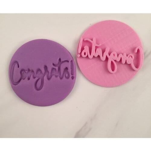 Congratulate Congrats Embosser Stamp Cookie Seal Baking Tool