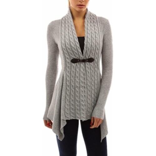 Plus Size 4XL Women Autumn V Neck Irregular Knitwear Winter Cardigan Coat Long Sleeve Tops Ladies Slim Sweater Jacket Outwear