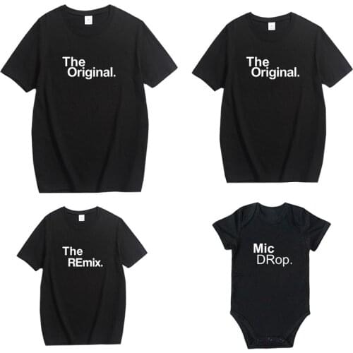 2019 New Fashion Family Matching Outfits Letter Printed The Original Remix Family T-shirts Father and Son Clothes Baby Romper