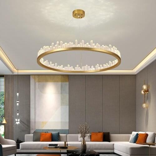 Chandelier for Living Room Bedroom Study Room Round Ceiling Chandelier Crystal Lamp Modern Kitchen Hanging Lamp Loft Lighting