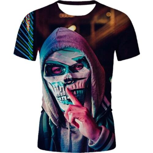 2021 Trend New Summer Mask Clown 3D Harajuku HD Print Casual Round Neck Mens Short Sleeve T-shirt Loose Streetwear t-shirts Top