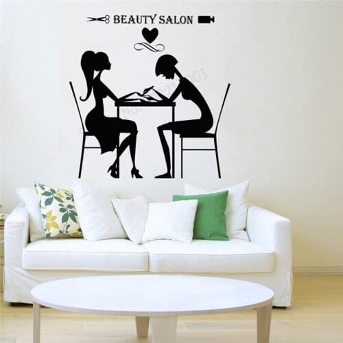 Wall Art Sticker Beauty Salon Hair Stylist Room Decoration Vinyl Removeable Mural Nail Spa Poster Fashion Ornament LY454