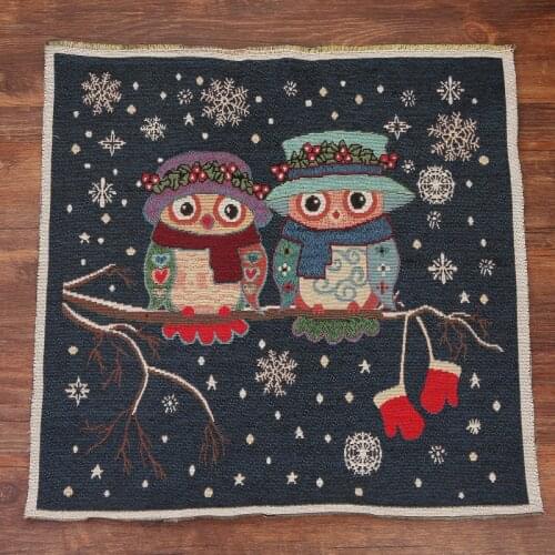 Sewing for Pillow Mat Sofa Cover 3D Embroidery Owl Fabric Cloth Thick Handmade DIY Patchwork Cotton Linen 50*50cm