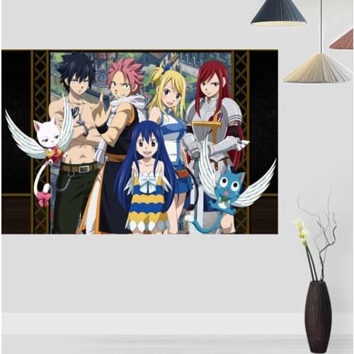 New Arrival Fairy Tail Anime Posters On The Wall Modern Vertical/Horizontal Rectangle Poster Silk Fabric Cloth Wall Art Unframed