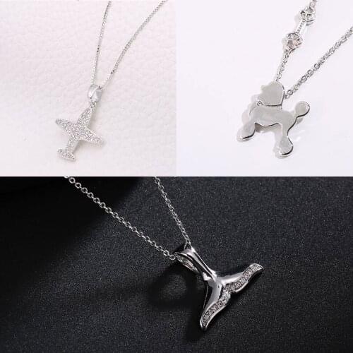 Romantic Animal Pendant Necklace For Girls 2019 Women Rhinestone Initial Necklace Alphabet Silver color Trendy New Charms