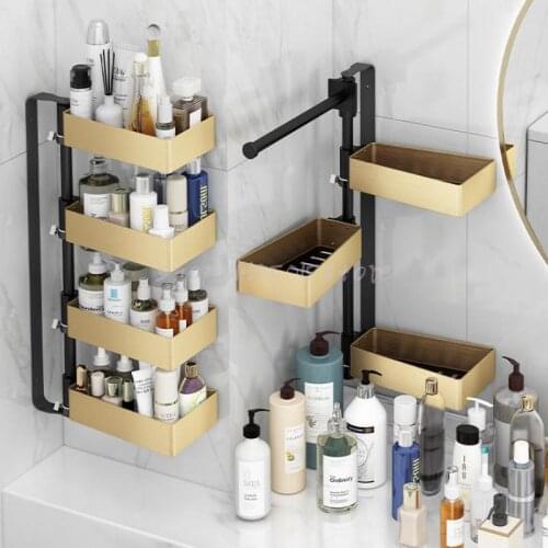 Toilet Sink Shelf Light Luxury Free Perforation Wall-mounted Wash Face Bathroom Supplies Corner Storage Rack