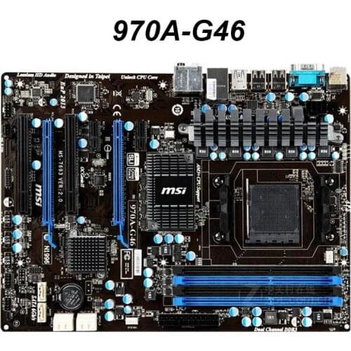 Socket AM3/AM3+ for MSI 970A-G46 Motherboard DDR3 32GB AMD FX/Phenom II/Sempron PCI-E 2.0 Desktop AMD 970 Mainboard ATX Used