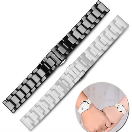 22mm/20mm Stainless Steel with Ceramic Bracelet Strap for Samsung Gear S3 Band for Galaxy Watch 46mm/42mm/Active 2 1 40mm 44mm