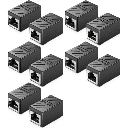 RJ45 Coupler Ethernet Cable Coupler LAN Connector Cat7/Cat6 Ethernet Cable Extender Adapter Female to Female 10Pcs