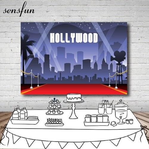 Sensfun Hollywood Photography Backdrop Red Carpet Night Backgrounds For Photo Studio Birthday Party 7x5FT Vinyl Polyester