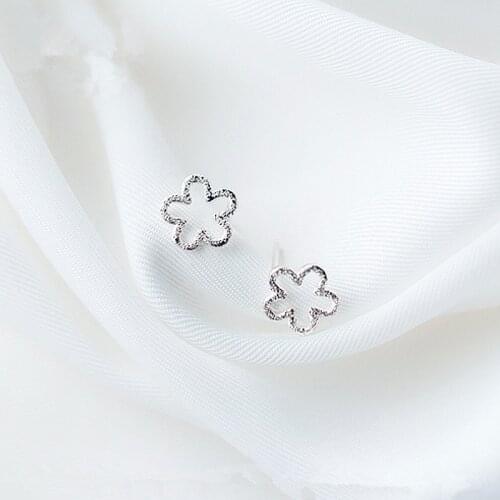 Fashion Silver Color Flower Stud Earrings for Women School Girls Party Hypoallergenic Jewelry female Ear pendientes A076
