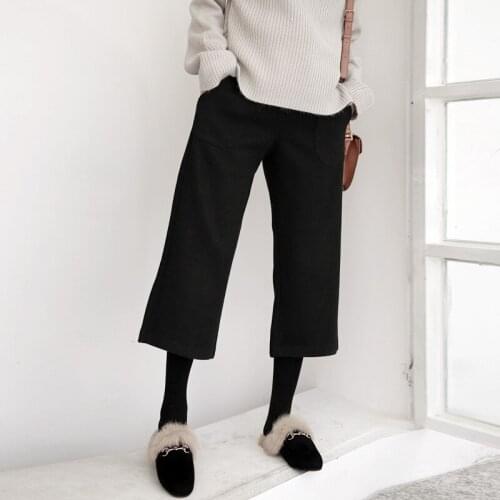 Woollen Cloth Pants For Pregnant Women Elastic High Waisted Maternity Clothes Winter