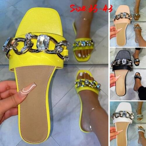 Glitter Slippers Women Summer Sandals 2021 Fashion Bling Female Candy Color Flip Flops Beach Diamond Flat Shoes Outdoor Sandals