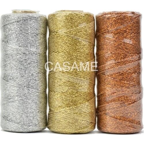 Baker twine Striped 110yard12ply Striped DIY Metallic golden Gold Silver Twist Rope Baker Twines Craft Gift Packing spools