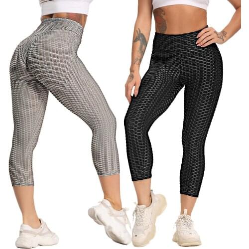 Calf-Length Pants Anti-Cellulite Leggings Butt Lifting Yoga Pants Fitness Women Workout Tights High Waist Gym Booty Running Wear
