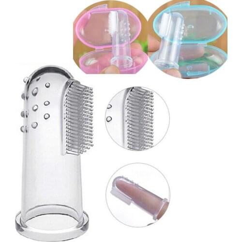 Silicone Infant Rubber Cleaning Brush Baby Dental Care Toothbrushes Baby Finger Toothbrush with Box Children Teeth Clear Massage