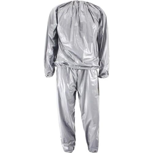 Heavy Duty Fitness Weight Loss Sweat Sauna Suit Exercise Gym Anti-Rip Silver L-4XL