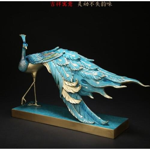 Top grade pure copper ornaments,Beautiful colorful large bird to bring lucky, living room home porch decoration exquisite crafts