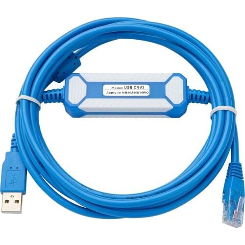 Amsamotion USB-CNV3 Upgraded Version Cable With Magnetic Ring Protection Suitable Fuji NB NJ NS NW0 Series PLC programming Cable