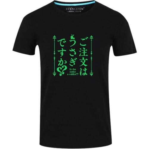 High-Q Unisex Anime Is the order a rabbit Cotton T-Shirt Tee O-Neck Casual Hoto Kokoa Kafuu Chino T-Shirt Tee T shirt