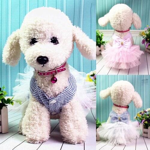 Princess Style Pettiskirt Cute Casual Party Clothing Spring Summer Fashionable Stripped Pattern Dogs Strap Dress Pet Clothes