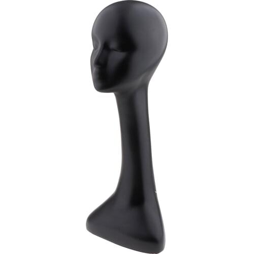 1Pcs 57cm Tall Wig Head, Black Mannequin Female Long Neck Head Model For Hair Hat Wig Glasses Stand Display