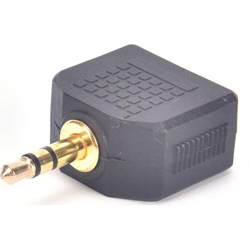 1 Plug To 2 Sockets Plug 3.5mm Stereo Jack Headphone Splitter Adaptor Splitter Y Adapter Drop Shipping